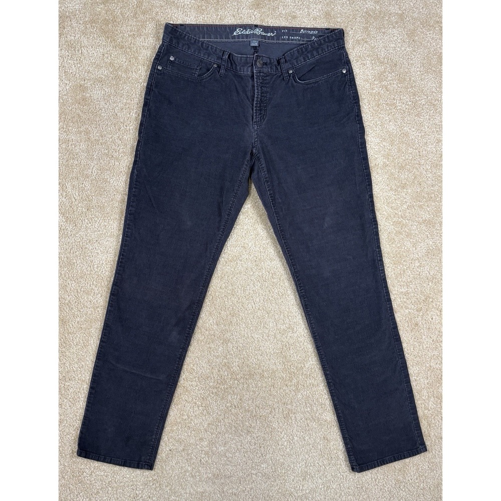 Eddie Bauer Charcoal Corduroy Boyfriend Relaxed Fit Pants Gray Womens 10